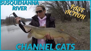 Spring Catfishing the Susquehanna River - My girlfriends first Channel Catfish