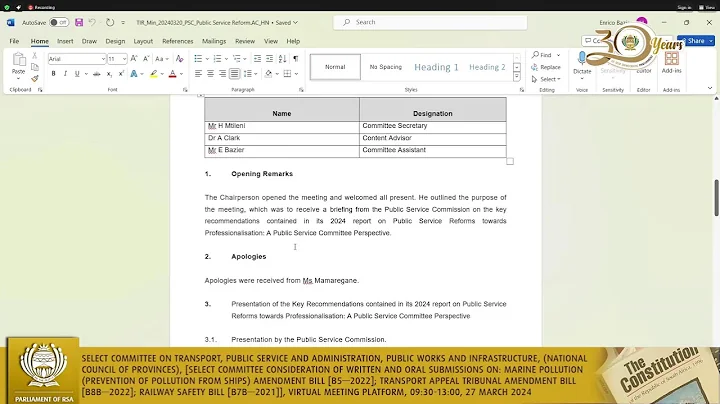 Select Committee on Transport, Public Service and Administration, Public Works and Infrastructure…
