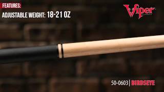 Viper Naturals Birdseye Pool Cue: Maple, 18-21 oz Adjustable Weight