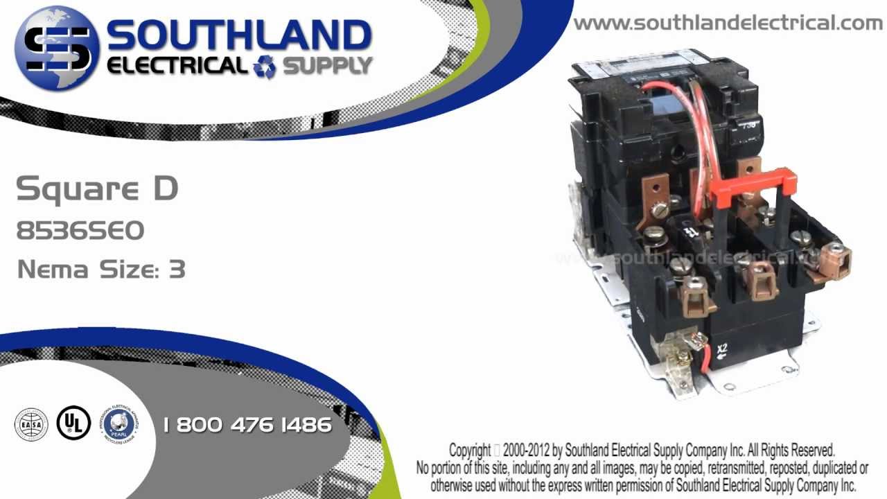 Square D 8536SEO1V02 Series A Nema Size 3 Magnetic Motor Starter