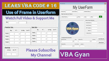 Learn VBA Code Part 16 || How To Use Frame in UserForm