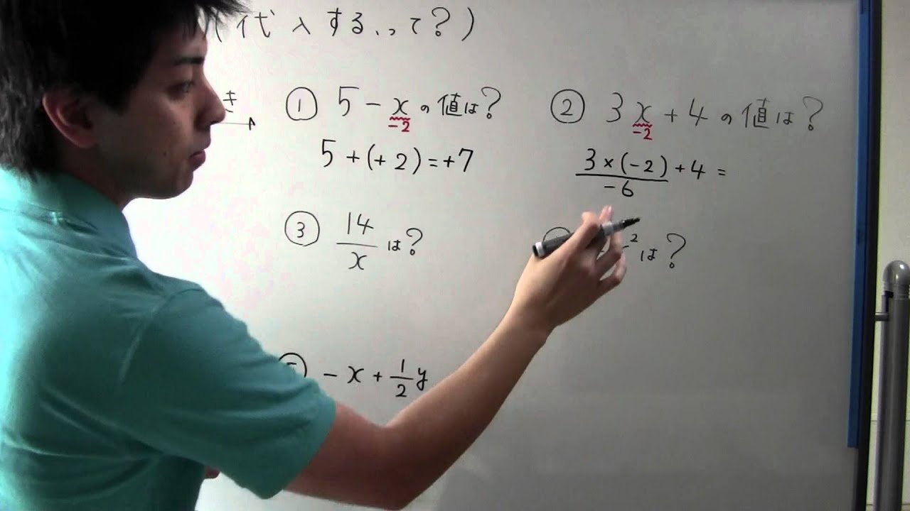 【中１　数学】　　１－①⑤　代入とは？　　【６～７月】