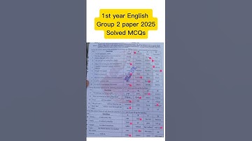 1st year English group 2 solved mcqs 11th Class English paper group 2 11th English 2nd time paper
