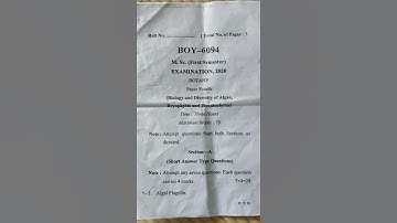 MSc botany exam paper || Biology and Diversity of Algae, Bryophytes and Pteridophytes || B.U.