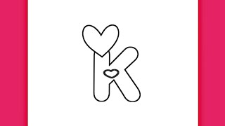 رسم حروف / كيفيه رسم حرف k / رسم سهل للمبتدئين / رسم سهل/ تعليم الرسم