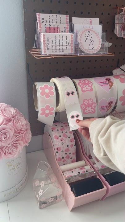 ASMR unboxing of some new spooky packaging  stickers👻🩷