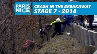 Crash in the breakaway - Stage 7 - Paris-Nice 2018