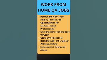 WFH Job| QA Jobs| shorts