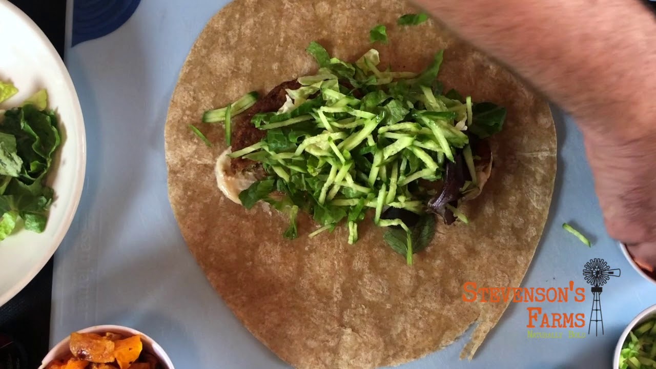 Ann's Veggie Wrap Recipe using Stevensons Farms Patties YouTube