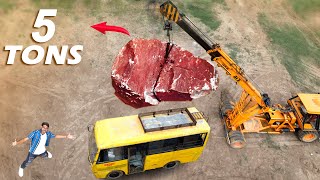 We Dropped A 5000 Kg Stone On A Bus Will It Survive?