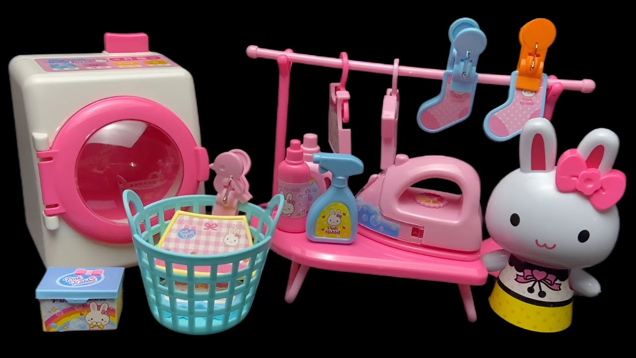9 Minutes Satisfying With Unboxing Pink Bunny Laundry Set ASMR (No Music)