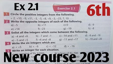 Exercise 2.1 Class 6th Maths kpk 2022| New course 2023 kpkbb  and ptb Math 6 Integers SNC