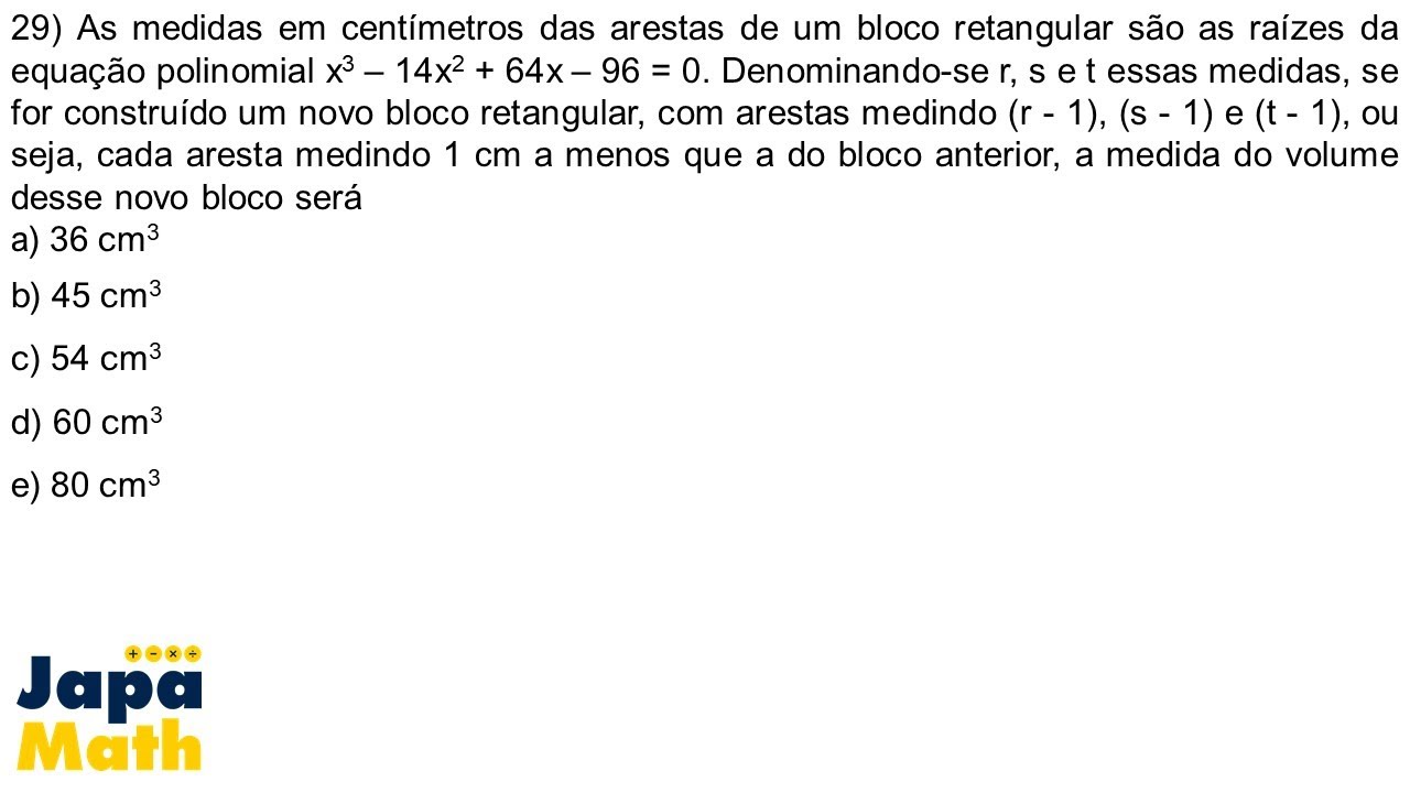 Prova Resolvida EsPCEx (2011 - 2012) - Polinômios e Geometria Espacial