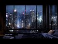24/7 Luxury NYC Apartment With An Amazing View Of Manhattan | Wind & Rain Sounds For Sleeping |