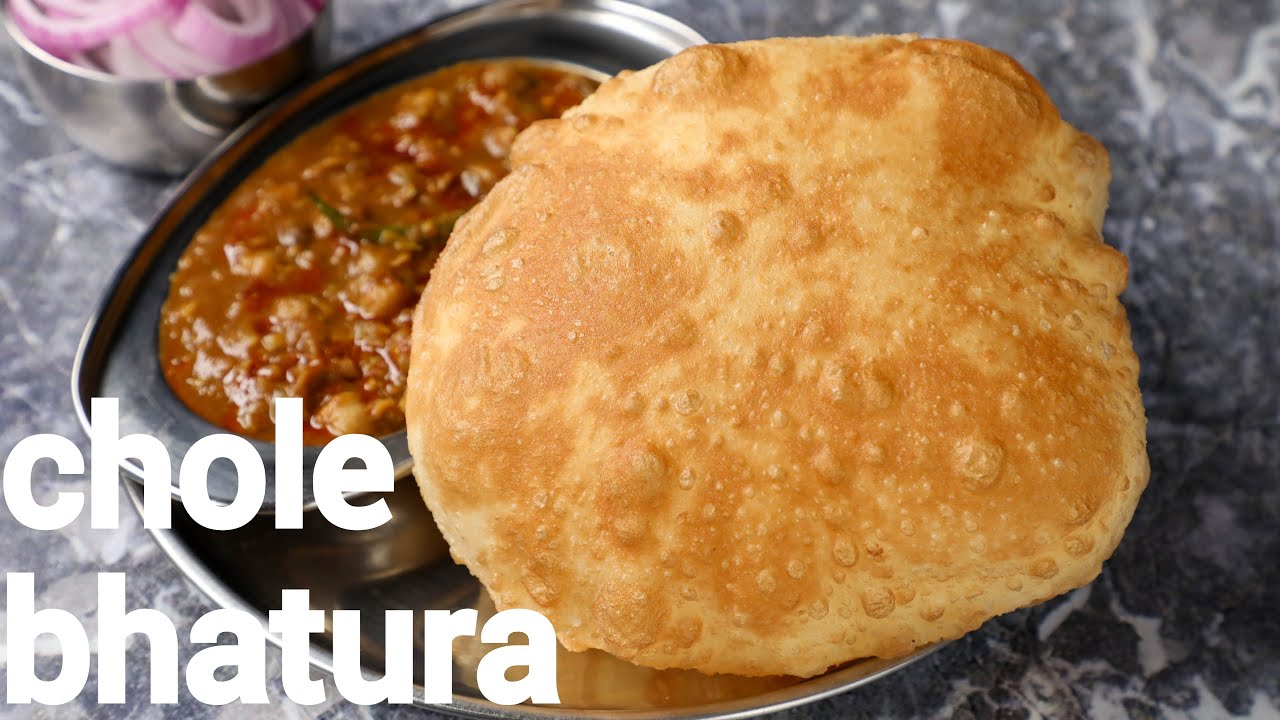 hotel style balloon shaped chole bhature recipe - with tips & tricks | punjabi chana bhatura recipe | Hebbar Kitchen