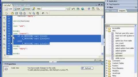 PHP Shopping cart using SESSION variables - part 2