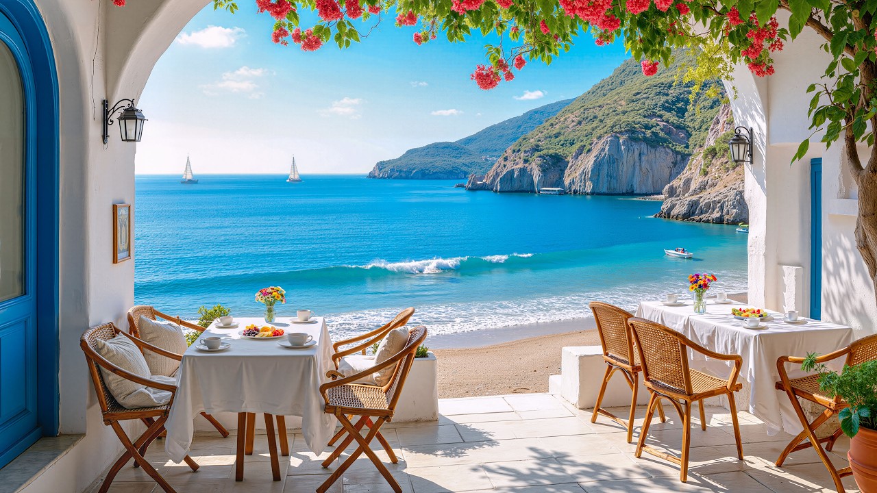 Mediterranean Coastal Paradise Bossa Nova 🎶 Soft Jazz Escape