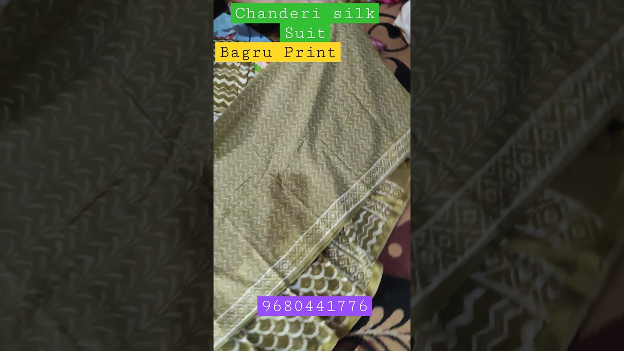Chanderi silk Dress Material।। Bagru Hand block print।। 9680441776 ।। Wholesale price