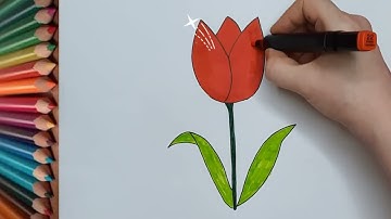 How To Draw a Red Tulip for children 🌷 | Plant A Flower Day