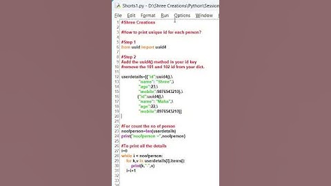 Automatic Unique Id Generation In Python #shortvideo #shorts #python #programming #ytshort #software