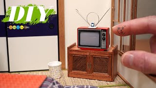 DIY ミニチュア昭和アパート作り14 テレビ台と室内アンテナ