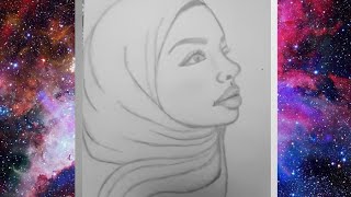 how to draw cute girl with hijab/ pencil sketch /face drawing تعليم الرسم بالرصاص رسم فتاة بالحجاب