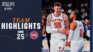 Knicks take care of business at home vs Pistons | March 25, 2024
