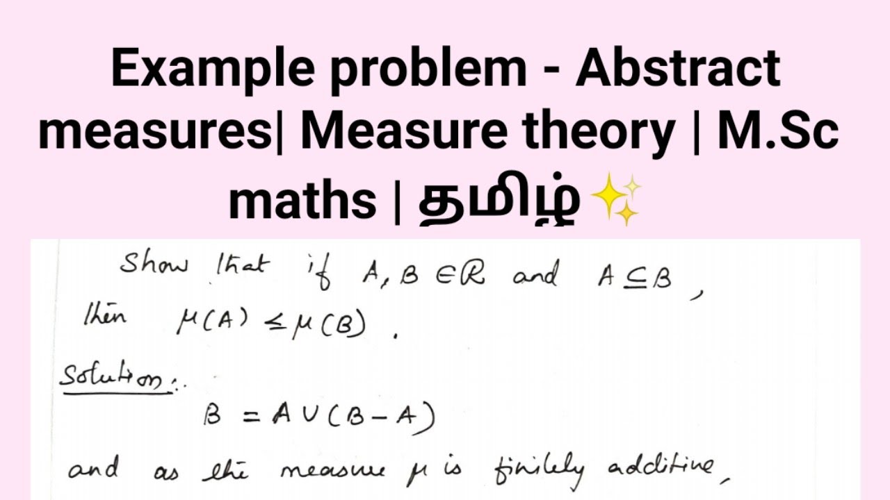 Example problem - Abstract measures| Measure theory | M. Sc maths ...