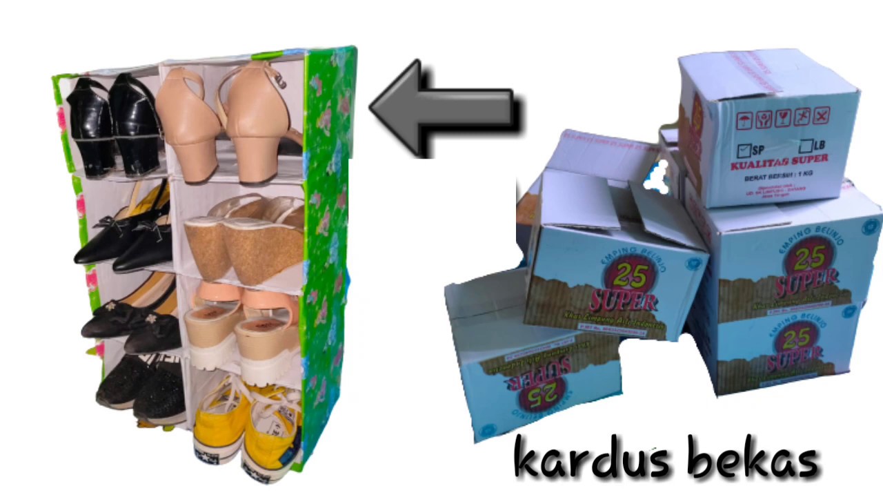 Diy cara membuat RAK SEPATU dari KARDUS  BEKAS simple 