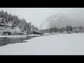 VISUAL AMBIENCE | Snowy Pine Forest Stream, Mountain Water &amp; Falling Snow for, Focus &amp; Relax 8 Hours