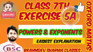 class 7 exercise 5A | power and exponents |Oxford maths|  Brahmdev sharma sir