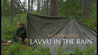 Lavvu In The Rain - 2 Days Solo Bushcraft Overnighter - 3 Canvas Poncho Tent Setup