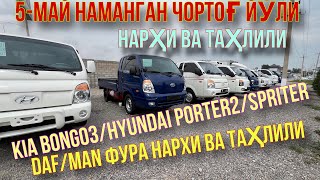 5-МАЙ НАМАНГАНДА KIA BONGO3, HYUNDAI PORTER2, SPRINTER, DAF ВА MAN НАРҲЛАРИ ВА ТАҲЛИЛИ. #юкмашина