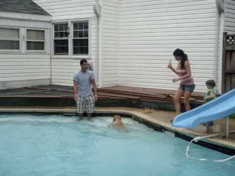 05/25/09 Tobi swimming for the first time in BJ's pool - YouTube