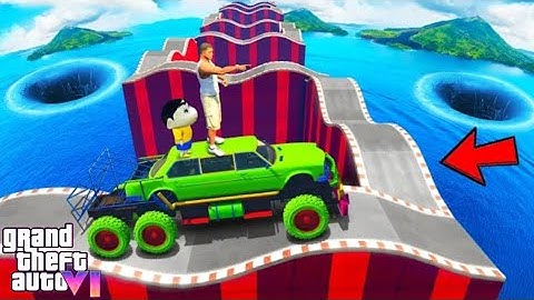 FRANKLIN TRIED IMPOSSIBLE DEEPEST GREEN TUNNEL MEGA RAMP CHALLENGE GTA 5 | SHINCHAN and CHOP GAMING 