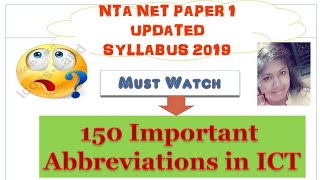 ICT - Important General Abbreviations NTA UGC NET Paper 1