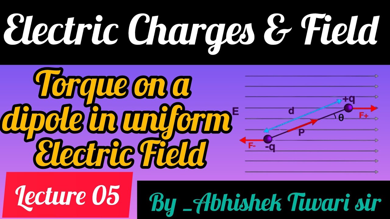 Electric charge & field 05 || Torque on an electric Dipole in uniform ...