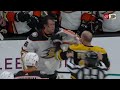 John gibson goes after nick foligno during tv timeout