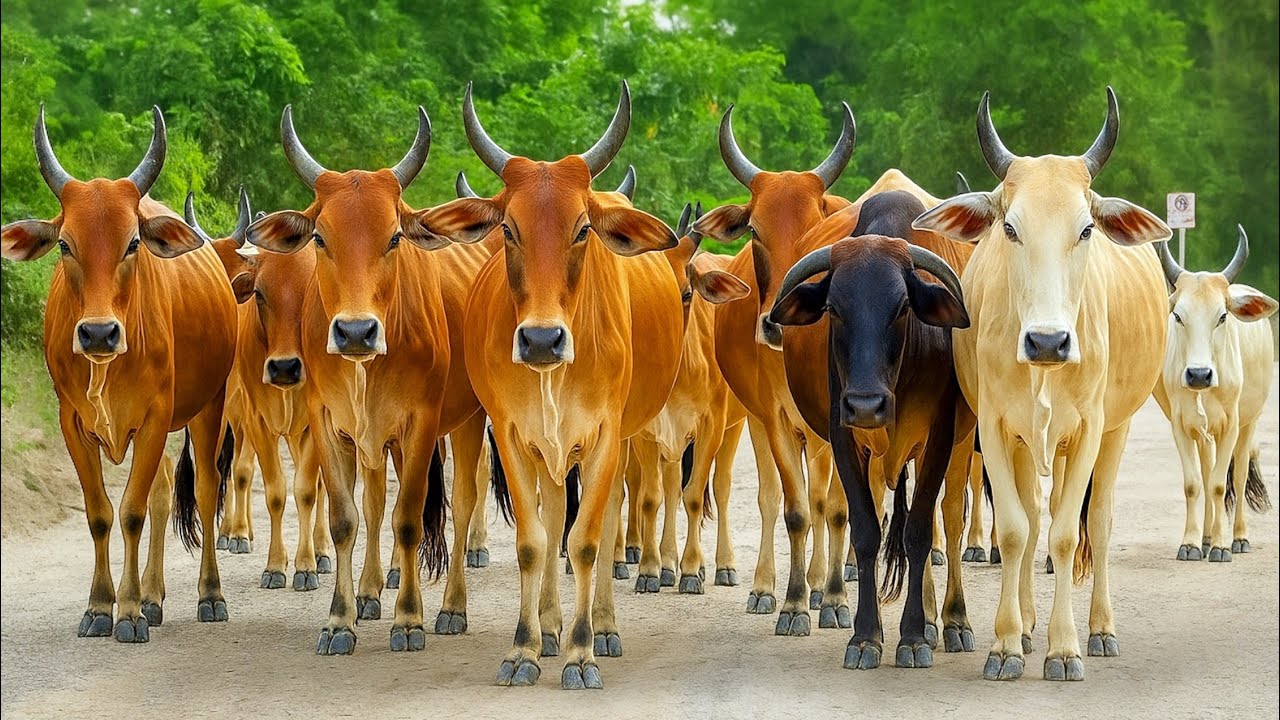 Suara Kawanan Sapi Moo Ramai-ramai Keluar Kandang Berjalan Melewati ...