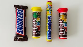 Yummy Snickers, M&M’s and Mentos. Satisfying ASMR video.