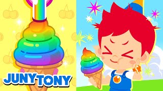 Sorvetes Coloridos | Doces e Sorvetes Arco-íris | Música Infantil | JunyTony em Português