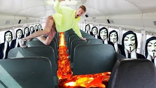 The Floor is Lava Challenge on a School Bus vs the Hacker &amp; Project Zorgo