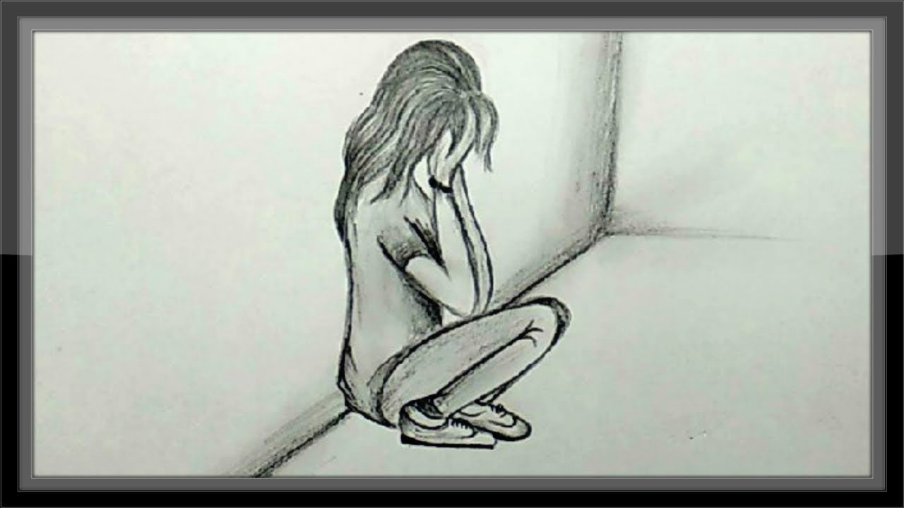 Cool Easy Drawings Pencil Drawing A Sad Girl Picture Easy Youtube