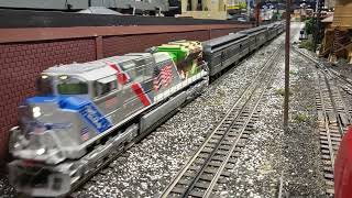 MTH UP Spirit of the Union Pacific SD70ACe pulling GGD Golden Gate Depot Passenger Cars at CFMRRM
