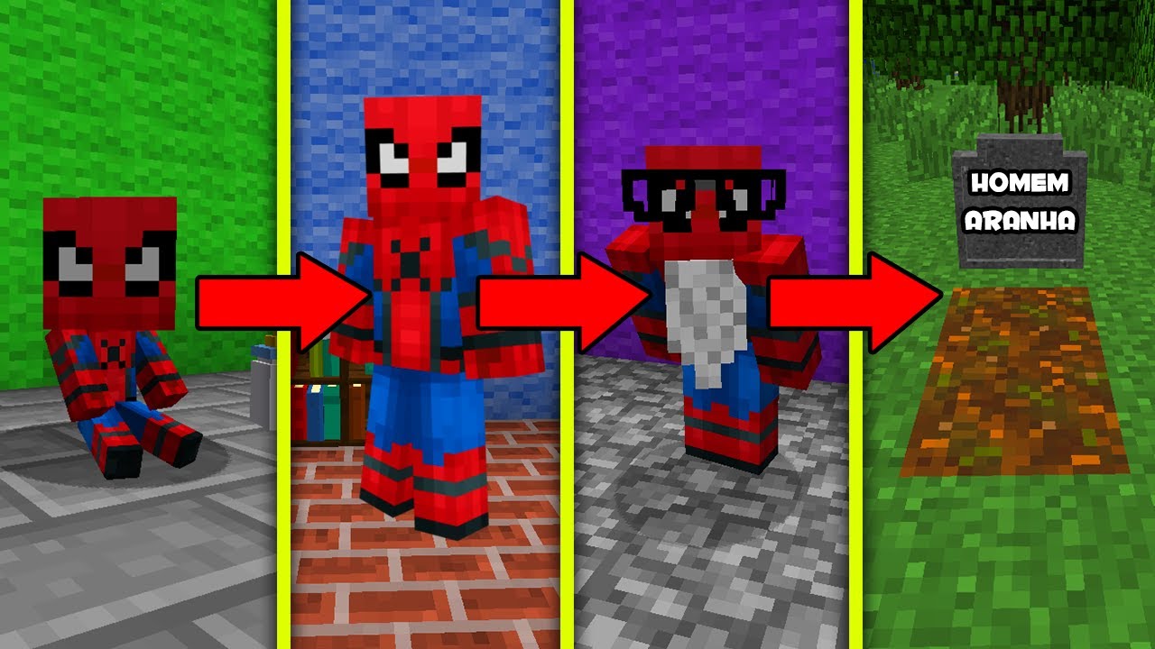 SE CICLO DE VIDA DO HOMEM ARANHA NO MINECRAFT REALMENTE 