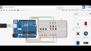 ¿Cómo hacer un circuito con 3 pulsadores? - Tinkercad