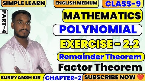 POLYNOMIAL CLASS 9 | Ex 2.2 | SIMPLE LEARN | class 9 maths chapter 2 exercise 2.2
