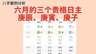 六月的三个贵格日主庚辰、庚寅、庚子