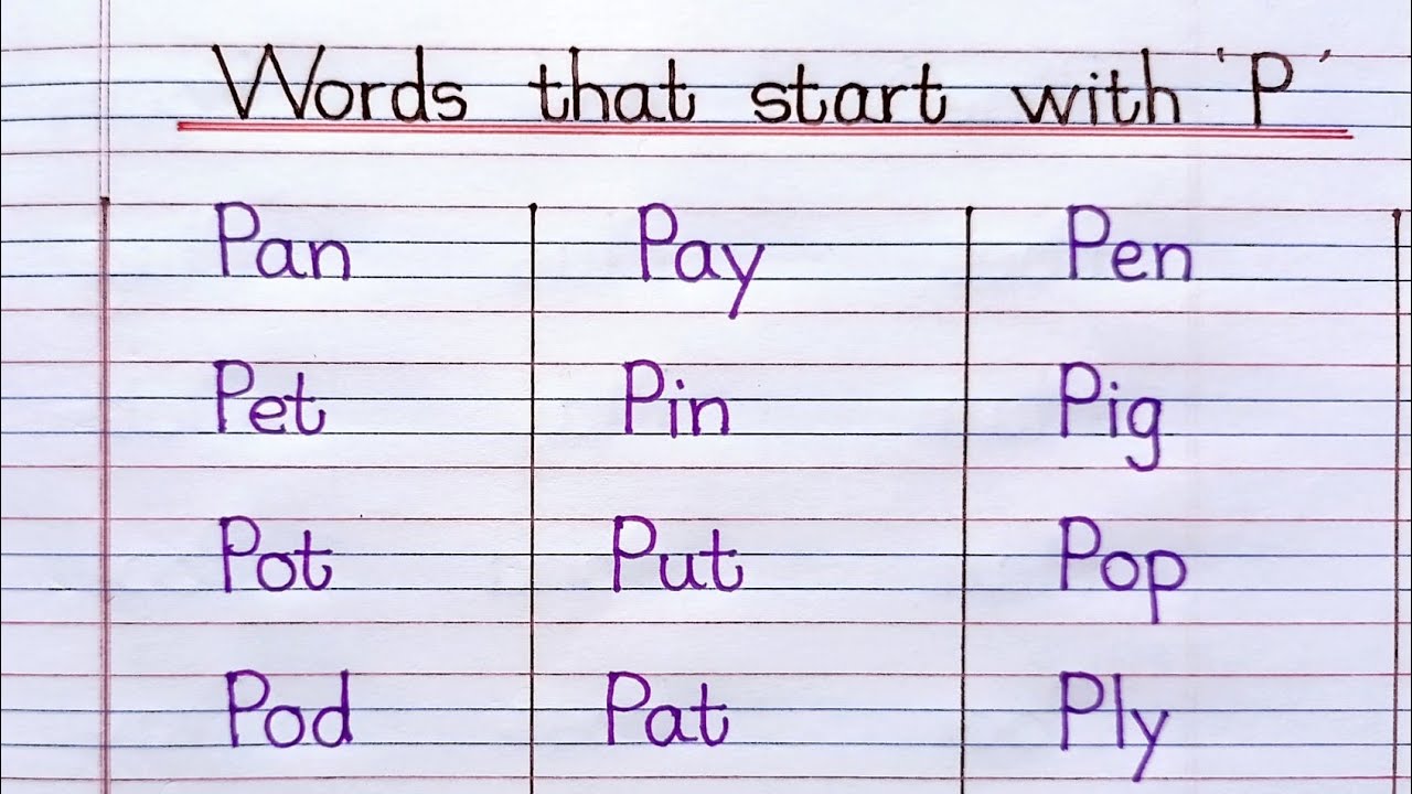 100 Words That Start With ' P '| ' P ' Letter Words| - YouTube