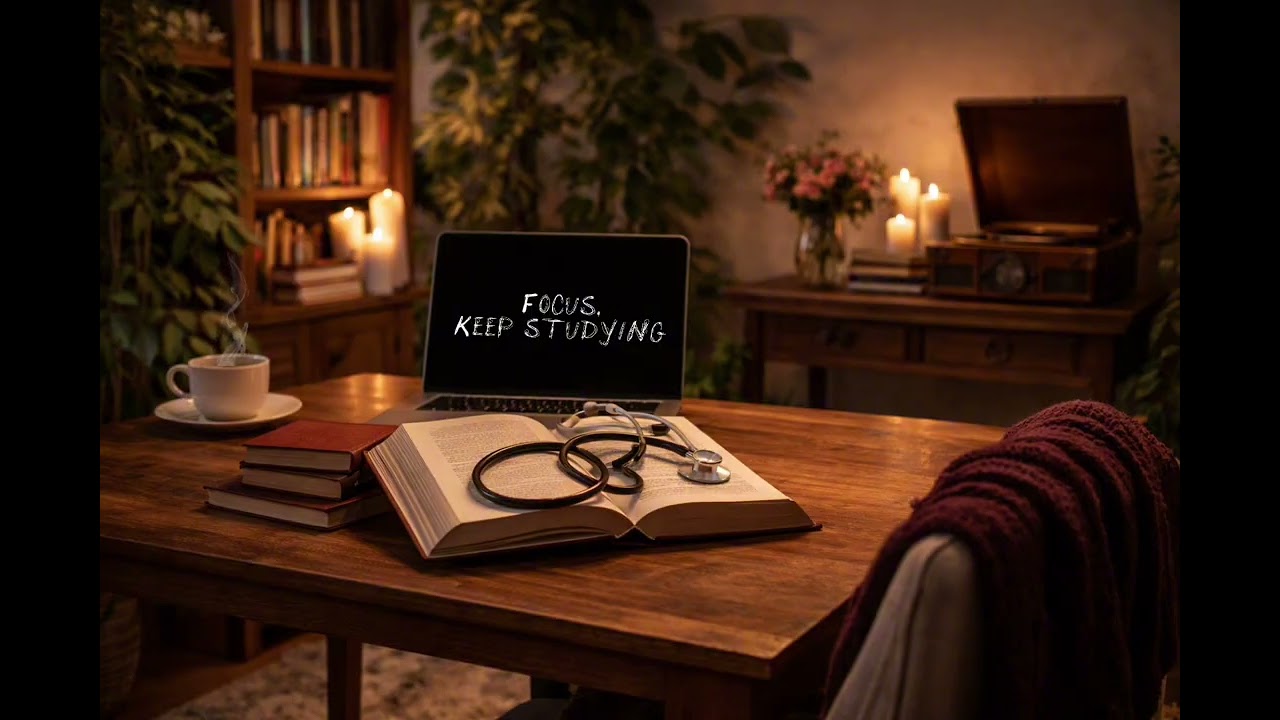 Cozy Medical Study Room 🩺 Warm Light Ambience | Focus, Study & Calm (2 hours)